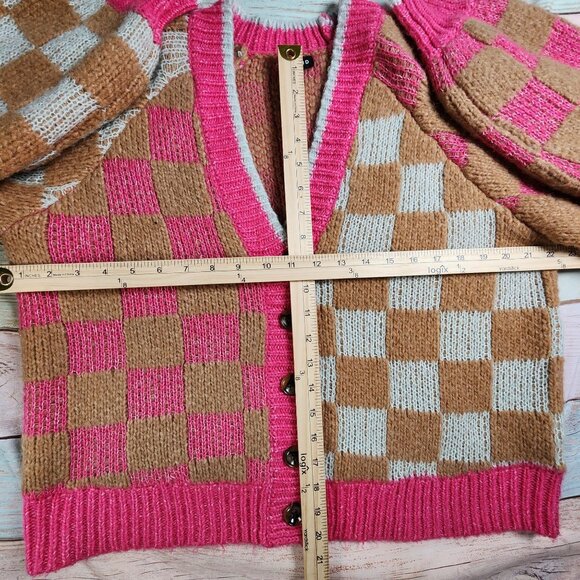 Torrid Womens Checkered Button-Up Cardigan Sweater Size 0 Acrylic Blend - Picture 7 of 10